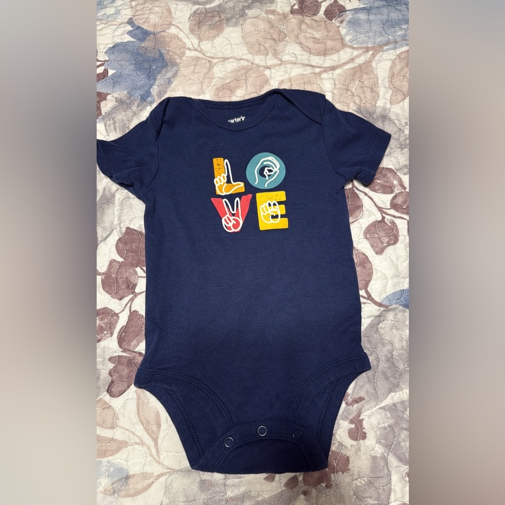 Carter's Blue and Red Bodysuit with Vibrant LOVE Graphic